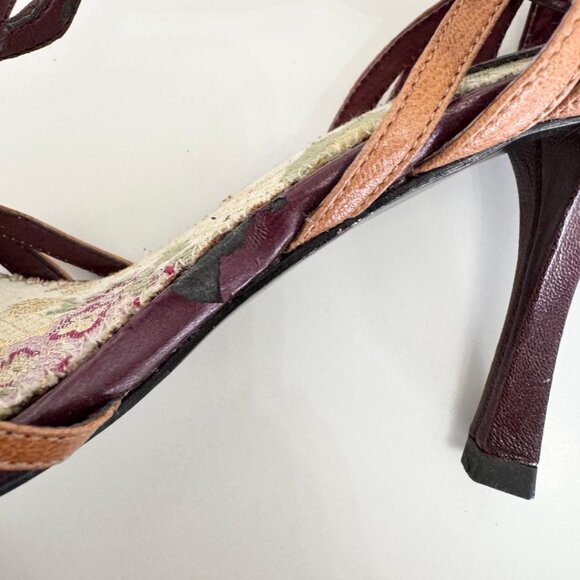 New Burgundy & Tan Strappy Closed Toe Heels Shoes by Charles David, Size 6.5 - Picture 8 of 9